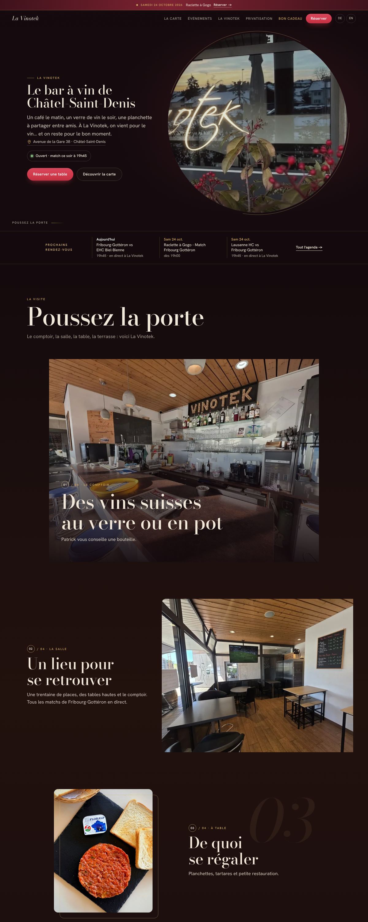 La Vinotek sur ordinateur : capture réelle de la page d'accueil